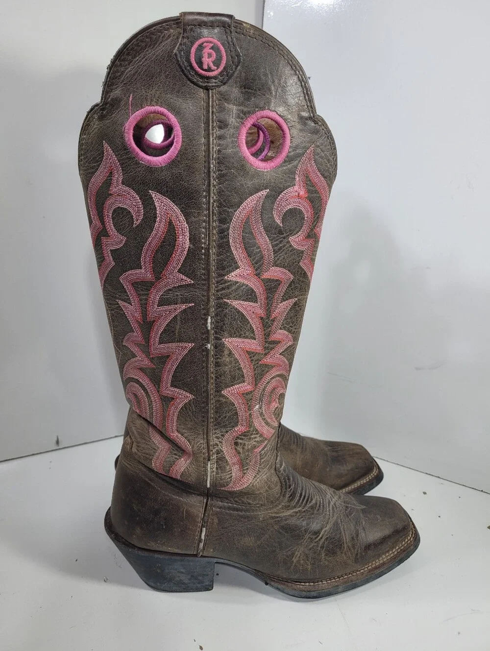 Tony Lama Women’s Tall Buckaroo Cowboy Boots Size 8.5 B Brown Pink RR2008L 16